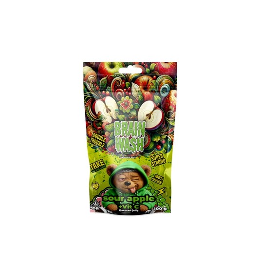 BRAIN WASH ŻELKI SOUR APPLE 100G -zdjęcie numer 1