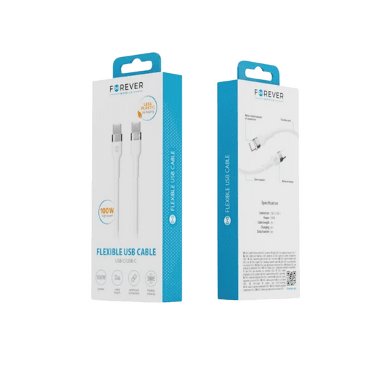 Forever kabel Flexible USB-C - USB-C 2,0 m 100W -zdjęcie numer 1