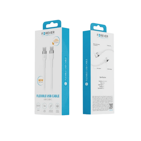 Forever kabel Flexible USB-C - USB-C 2,0 m 60W -zdjęcie numer 1