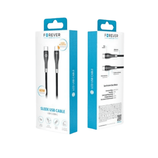 Forever kabel Sleek USB-C - USB-C 1,0 m 60W czarny -zdjęcie numer 1