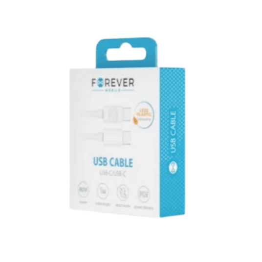 Forever kabel USB-C - USB-C 1,0 m 60W biały -zdjęcie numer 1