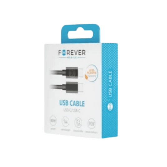 Forever kabel USB-C - USB-C 1,0 m 60W czarny -zdjęcie numer 1