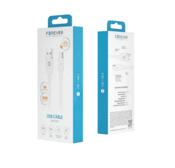 Forever kabel USB - USB-C 1,0 m 6A biały
