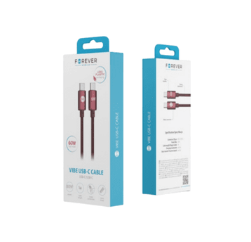 Forever kabel Vibe USB-C - USB-C 1,0 m 60W burgund