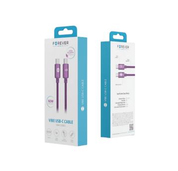Forever kabel Vibe USB-C - USB-C 1,0 m 60W wiśnia